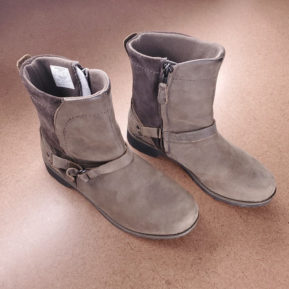 Eddie Bauer Covey Ankle Boots Women 7.5 Brown Leather Gorpcore Biker Bootie‎